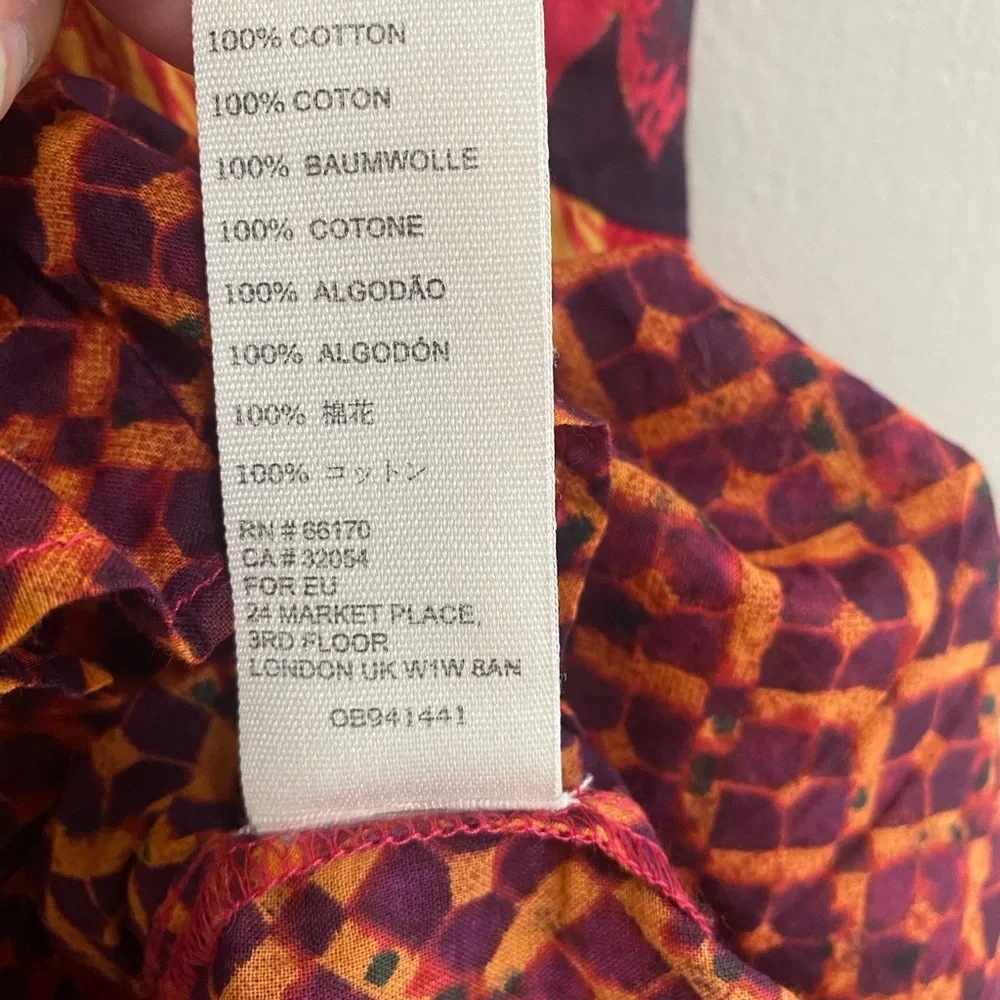 Floral Patchwork Red & Orange Short Sleeve Tunic Top